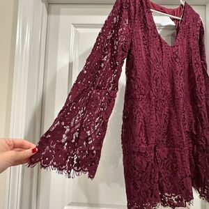 Miami Burgundy Lace Long Sleeve Dress